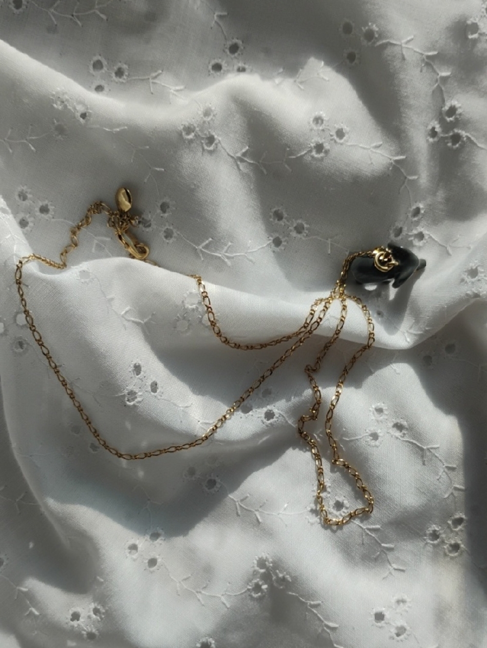 J. Crew Gold Tone Chain Necklace with Gray Elephant Pendant - Picture 5 of 5